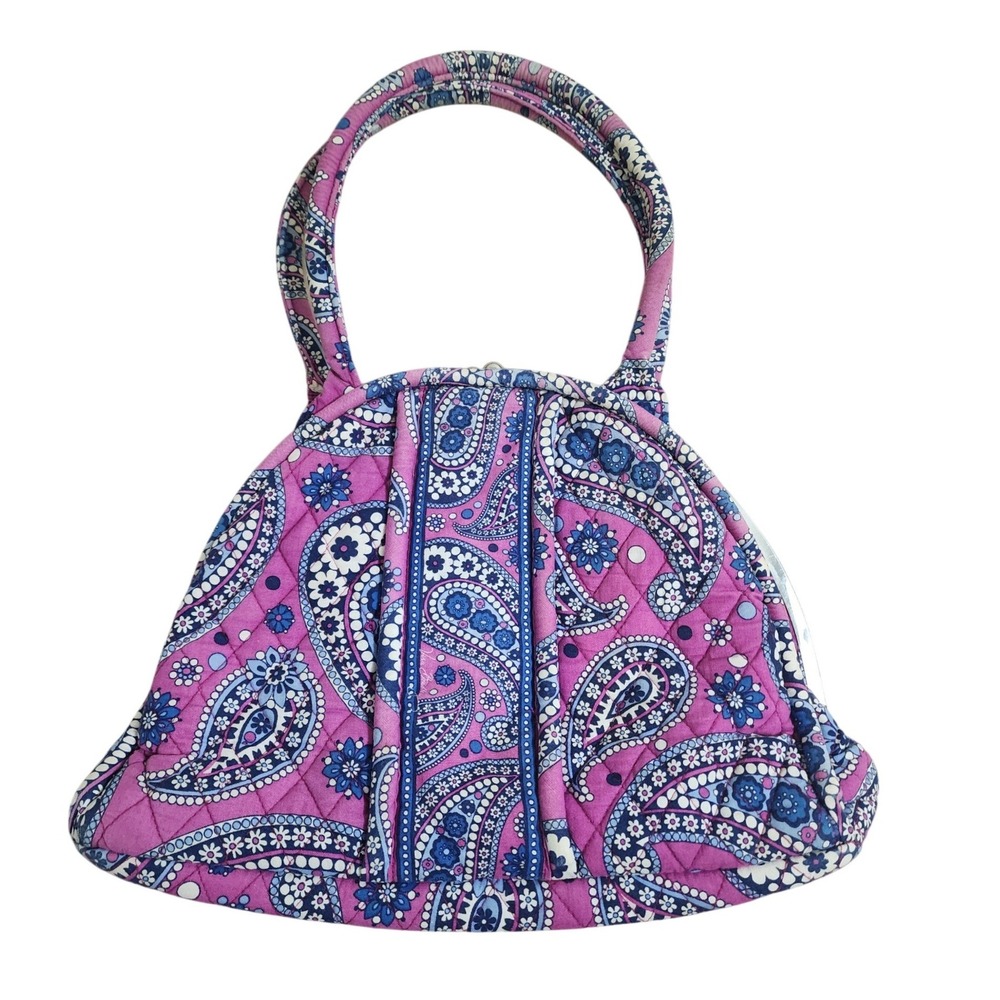 Vera Bradley Hope Garden Quilted Kiss Lock Frame Bag Pink Blue Paisley Handbag